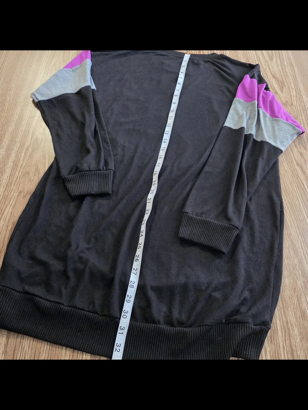 Disney NBC Black Pullover Sleepwear Top with Pink & Gray Sleeve Panels - Picture 7 of 8